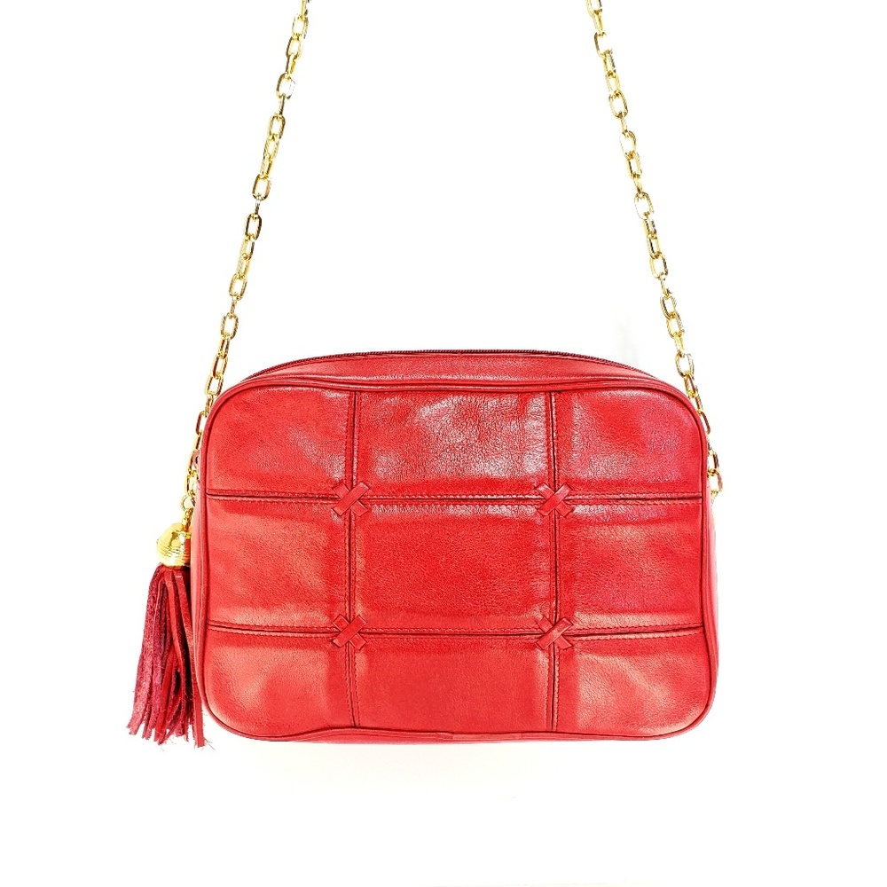 VTG Valerie Stevens Red Leather Quilted Crossbody
